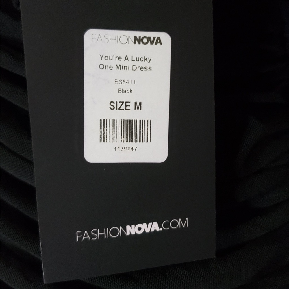 Fashion Nova You’re A Lucky One Black Off-Shoulder Mini Dress Size Medium NWT - Picture 11 of 13